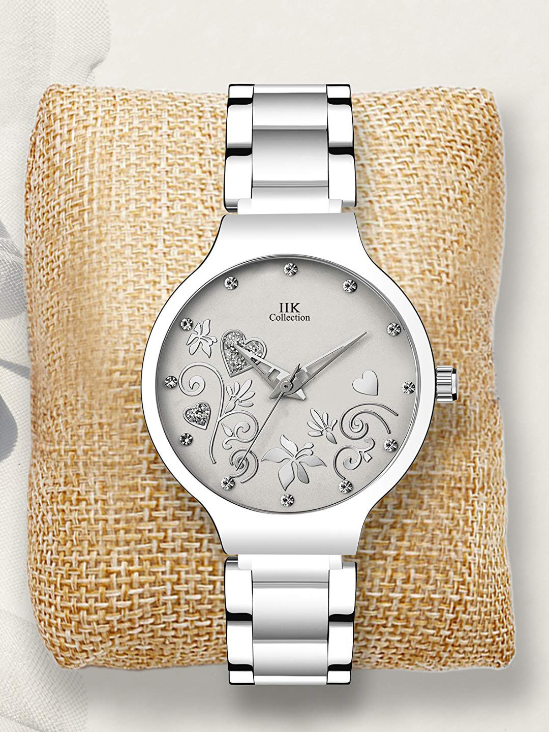 IIK COLLECTION Girls Embellished Dial & Stainless Steel Straps Analogue Watch