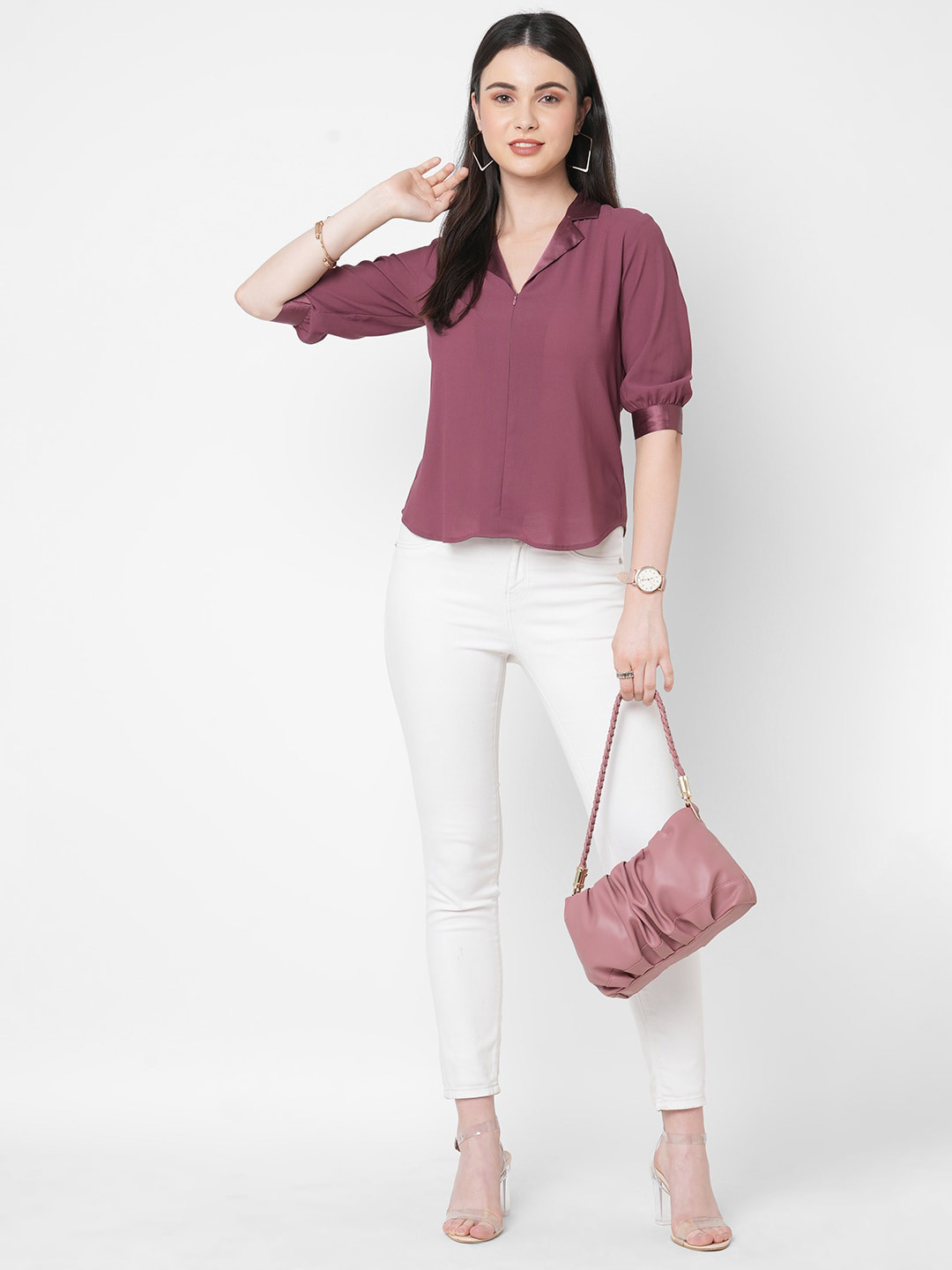 MISH Roll-Up Sleeves Georgette Top
