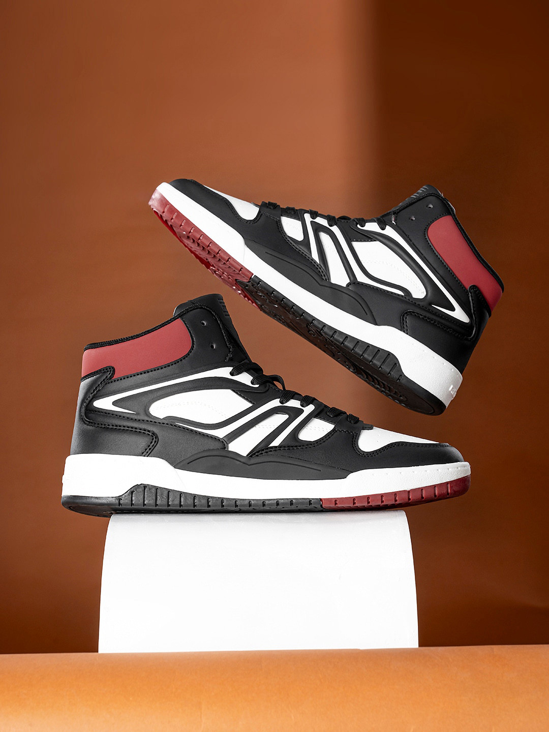 Red Tape Men Colourblocked High-Top Sneakers