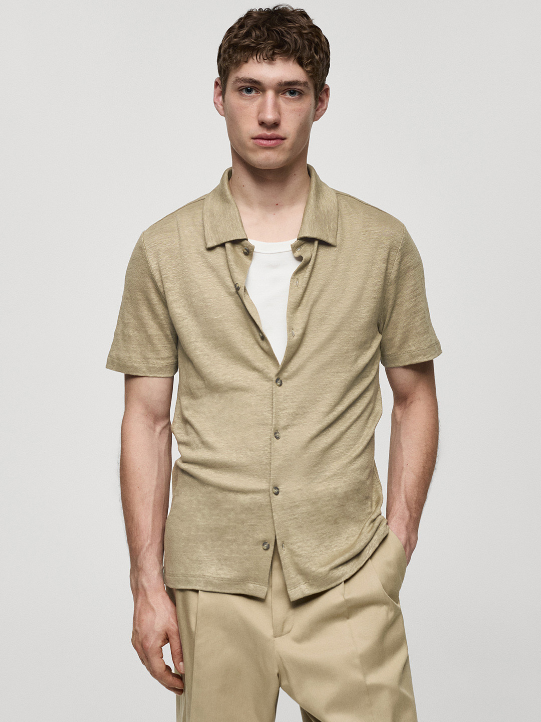 MANGO MAN Linen Casual Shirt