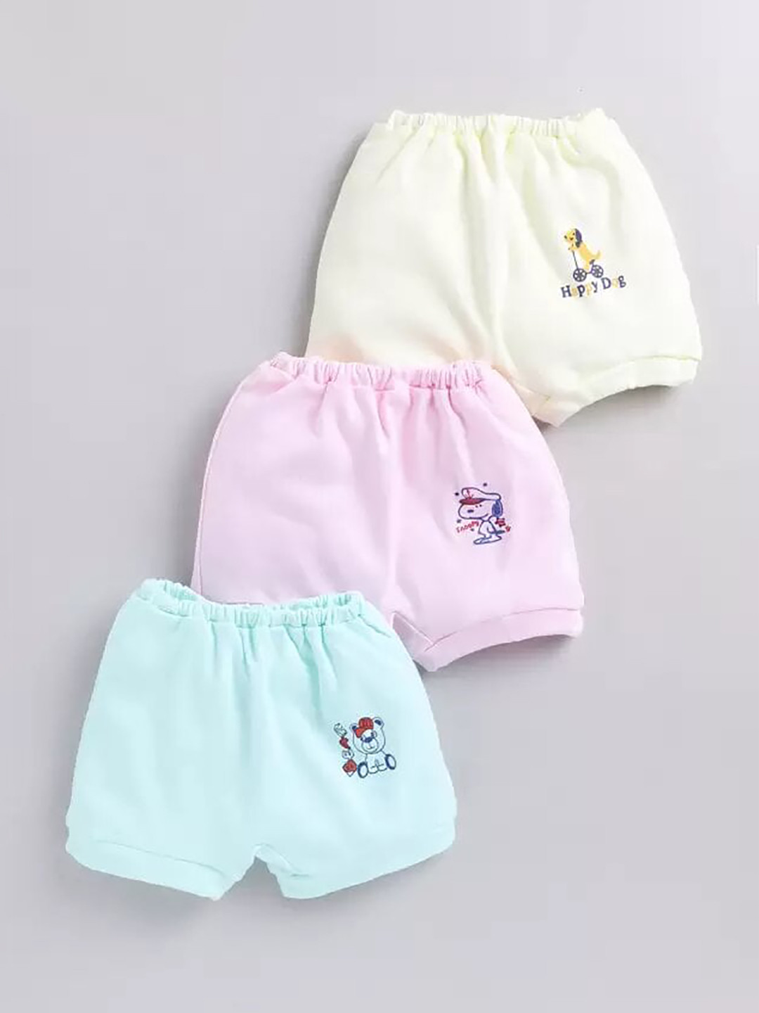 Redden Girls Assorted Pack Of 3 Printed Pure Cotton Mid Rise Boy Shorts Briefs