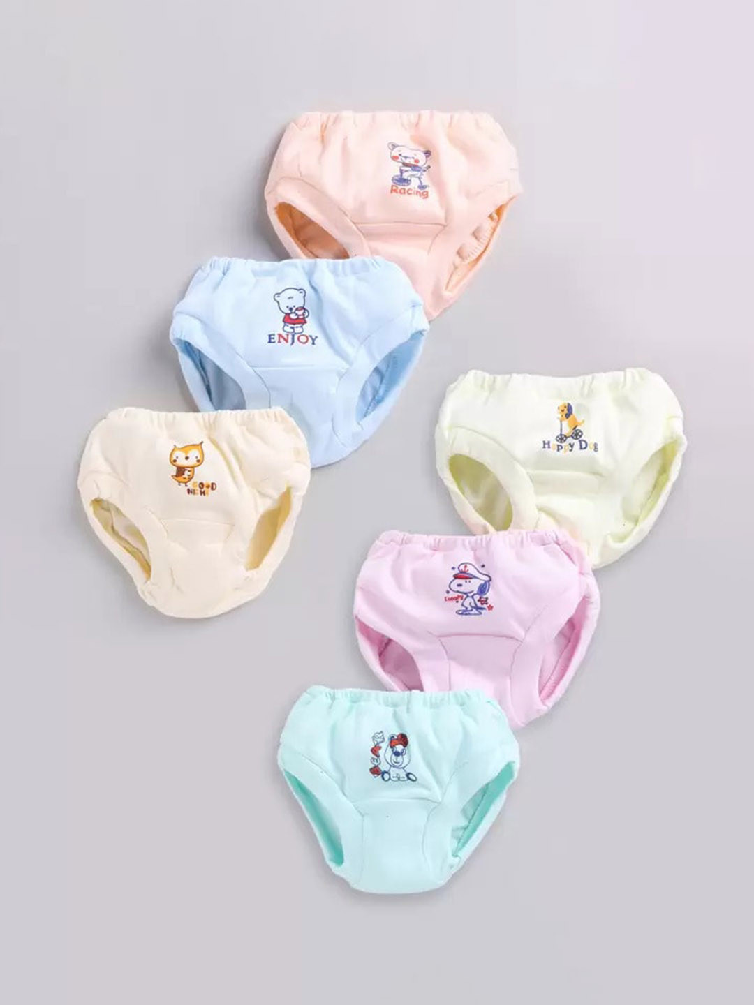 Redden Infants Girls Assorted Pack Of 6Printed Cotton Basic Briefs