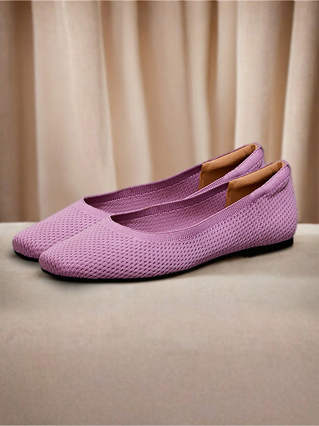 NEEMANS Plush Square Flats Ballerina For Women
