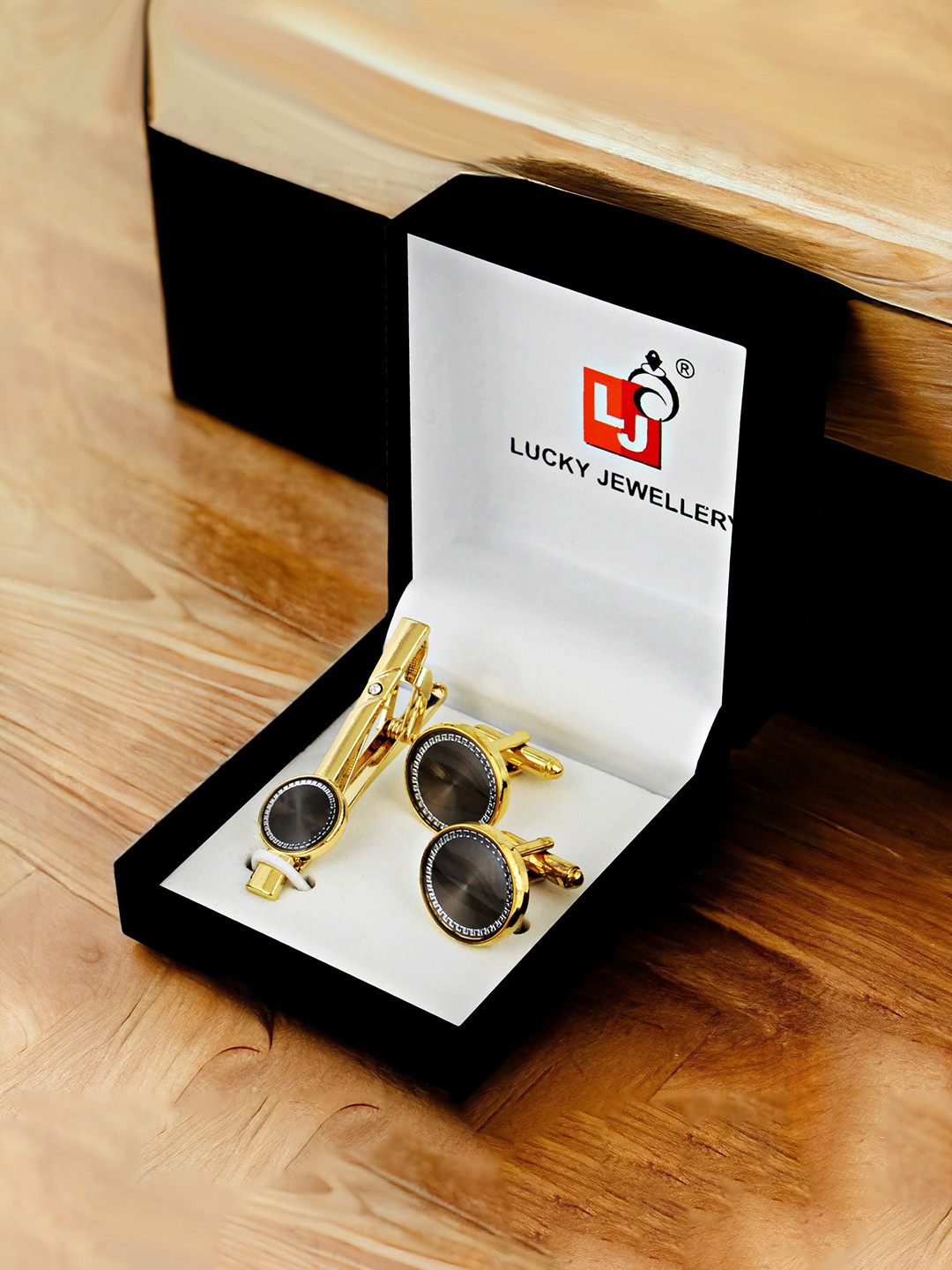 LUCKY JEWELLERY 2-Pcs Gold-Plated Accessory Gift Set