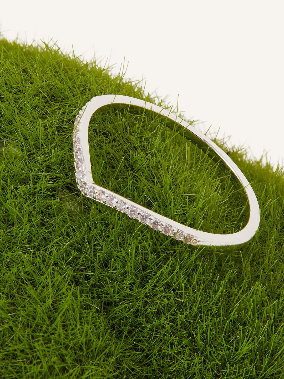 Accessorize London Women 925 Sterling Silver Hallmark Cubic Zirconia Wishbone Pave Ring