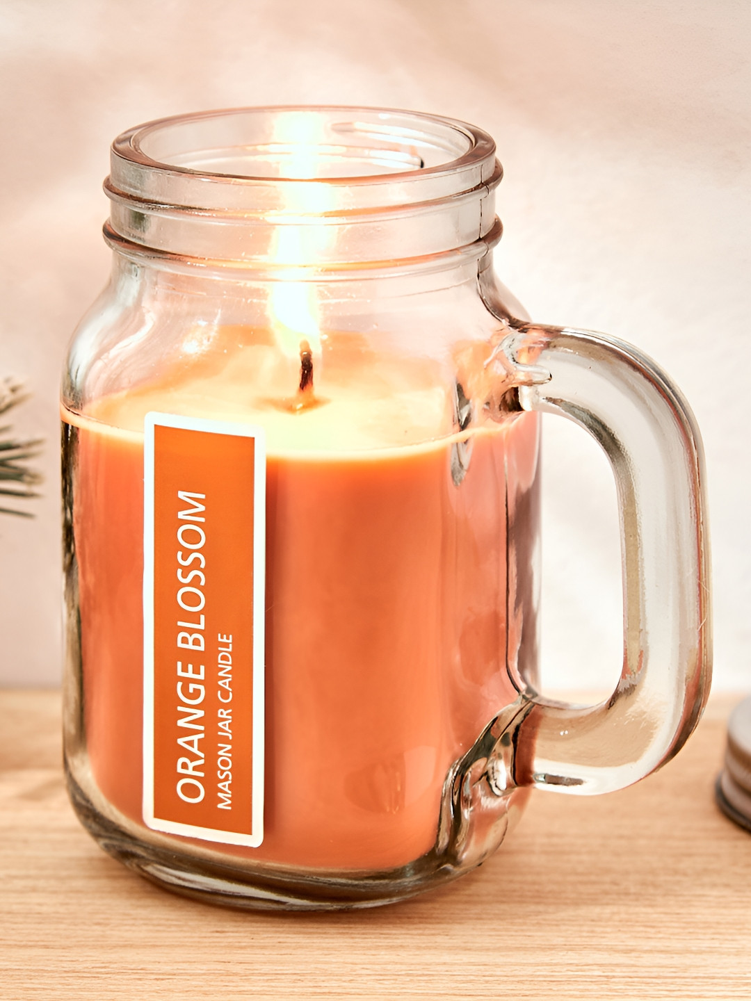 Home Centre Colour Refresh 1 Wick Orange Mandarin Solid Geometric Regular Jar Candles