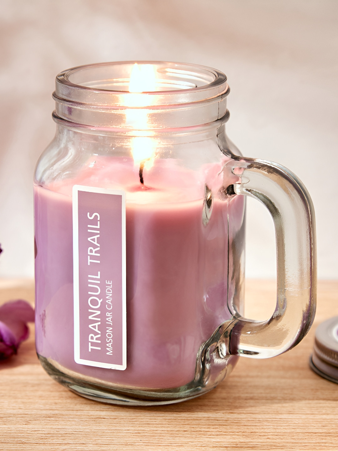 Home Centre Colour Refresh Scented 1 Wick Lavender Solid Geometric Regular Jar Candles