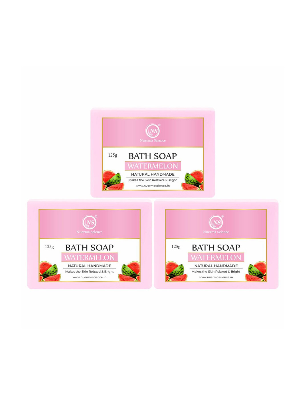 Nuerma Science Set Of 3 Natural Watermelon Bath Soap - 125g Each