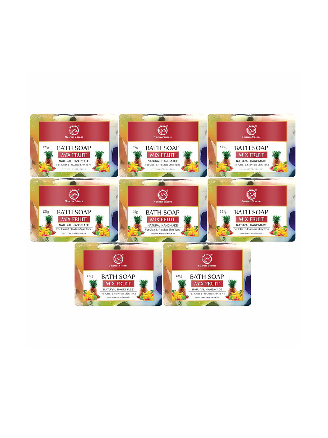 Nuerma Science Set Of 8 Natural Mix Fruit Bath Soap - 125g Each