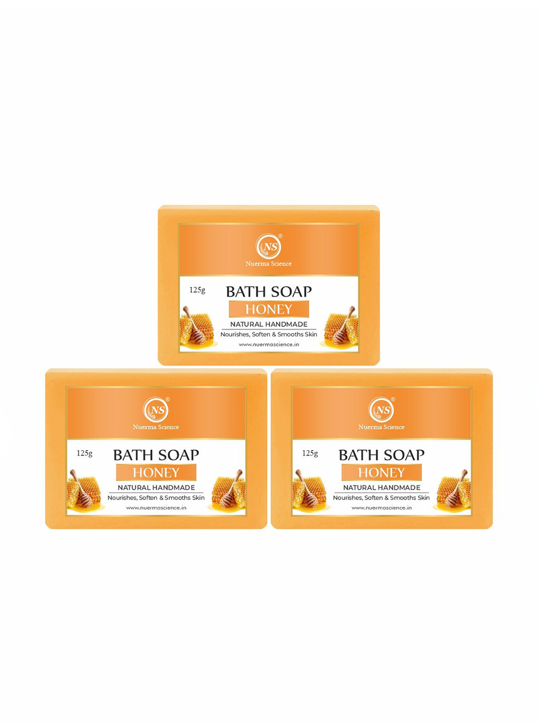 Nuerma Science Set Of 3 100% Natural Honey Bath Soap - 125 gm Each