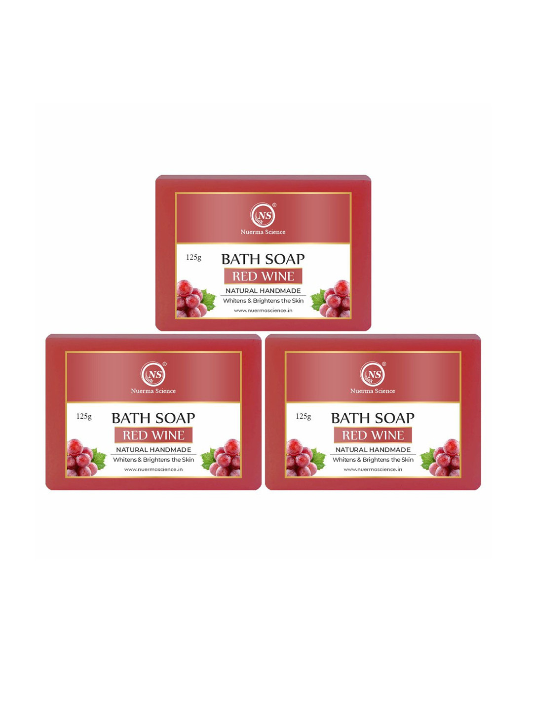 Nuerma Science Set Of 8 100% Natural Herbal Red Wine Bath Soap - 125 gm Each