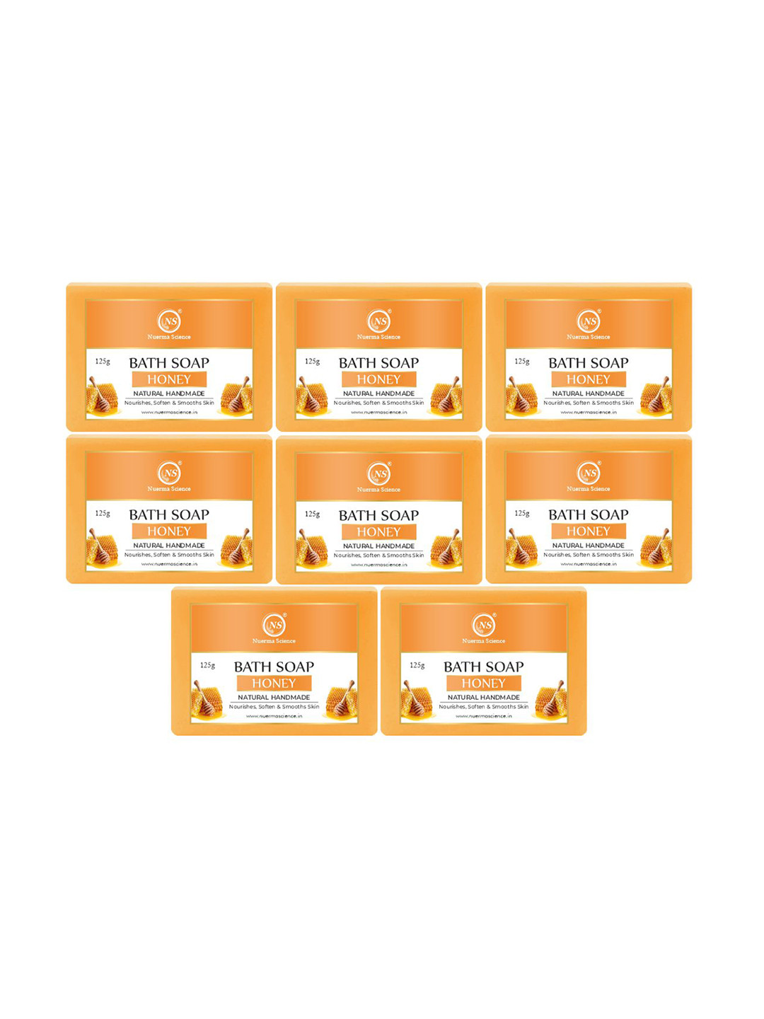 Nuerma Science Set Of 8 Natural Honey Bath Soap - 125g Each