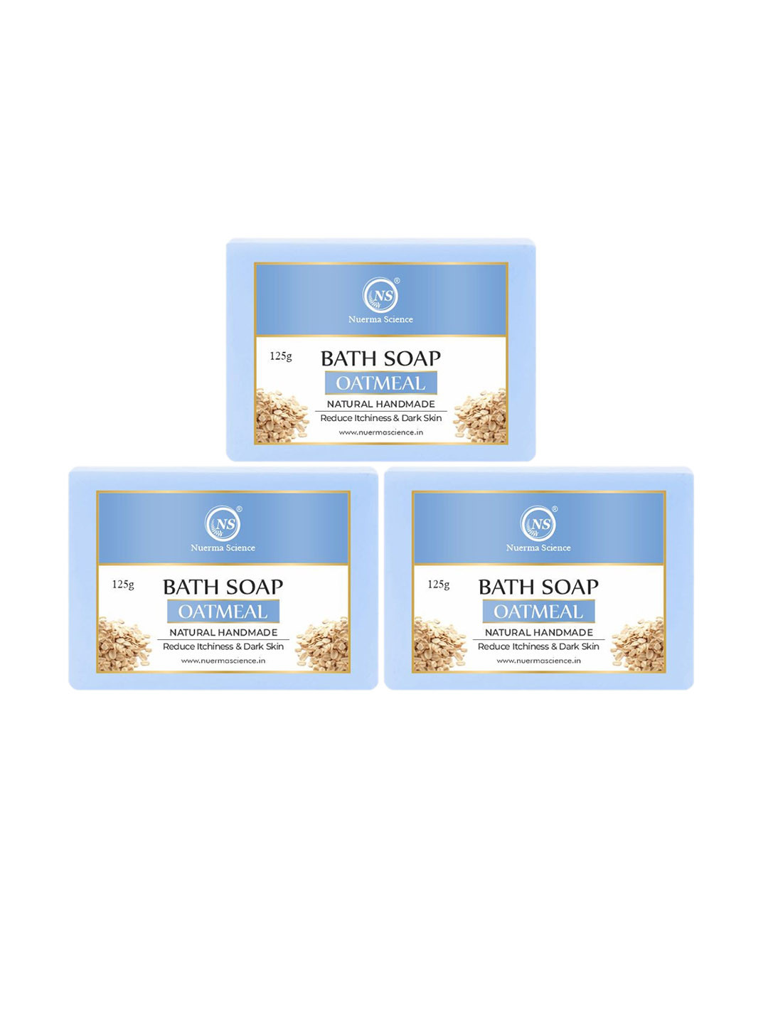 Nuerma Science Set Of 3 Natural Oatmeal Bath Soap - 125g Each
