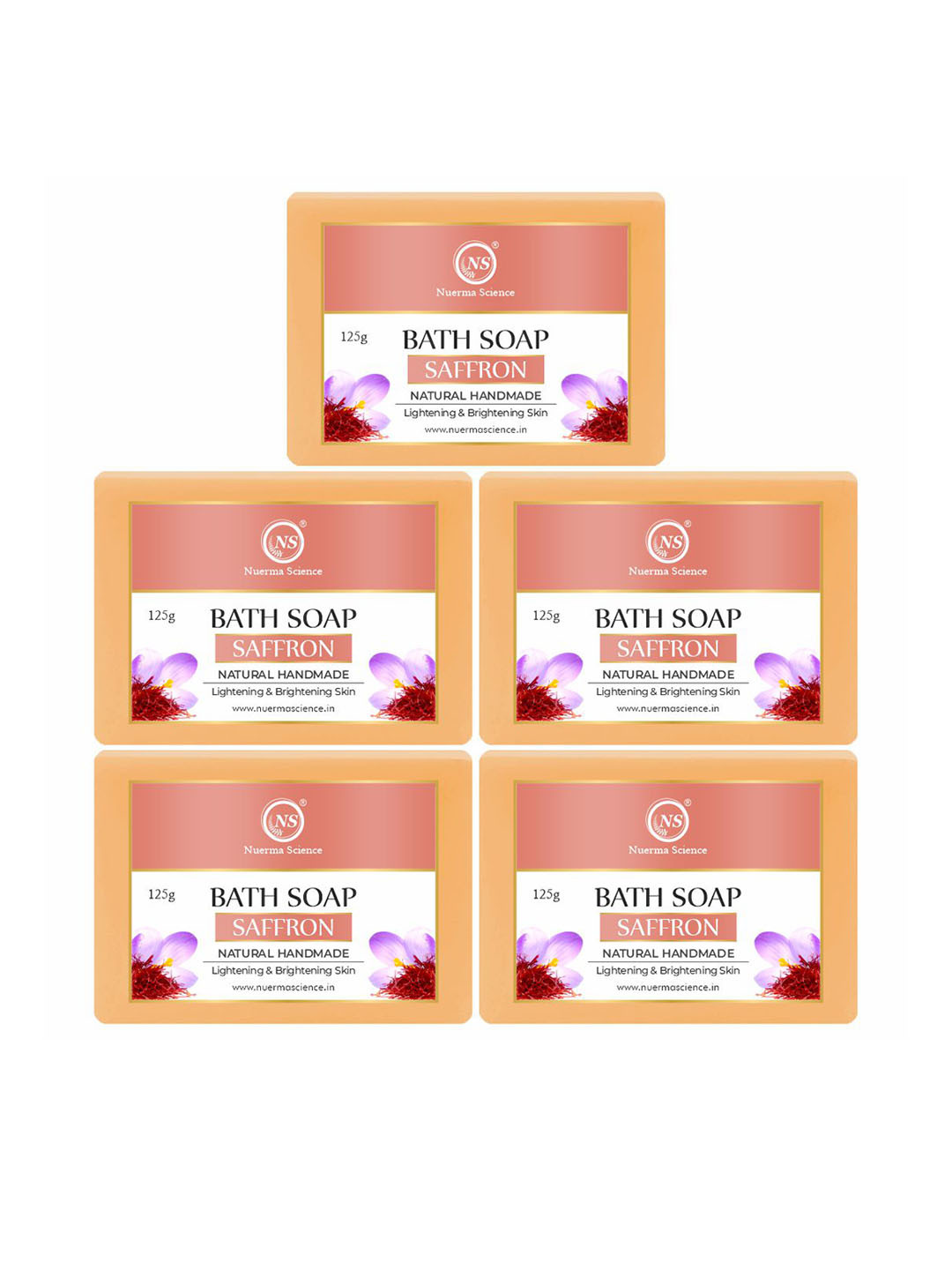 Nuerma Science Set Of 5 Natural Saffron Bath Soap - 125g Each
