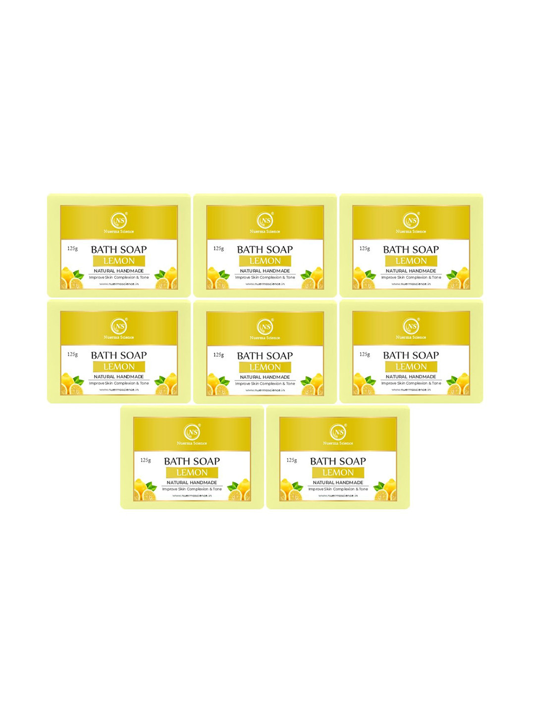 Nuerma Science Set Of 8 Natural Lemon Bath Soap - 125g Each