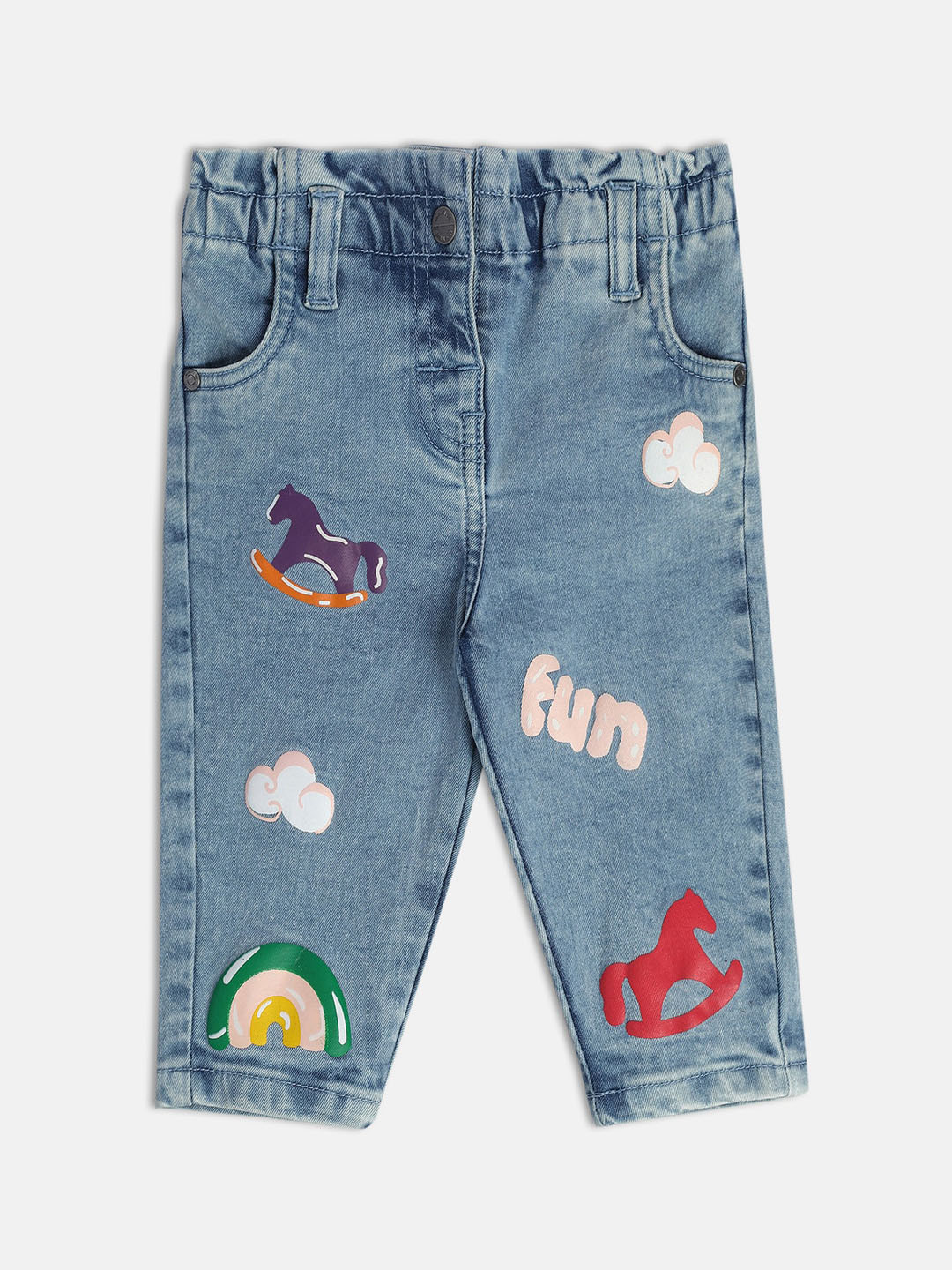 MINI KLUB Infant Girls Mid-Rise Light Shade Clean Look Stretchable Cropped Jeans