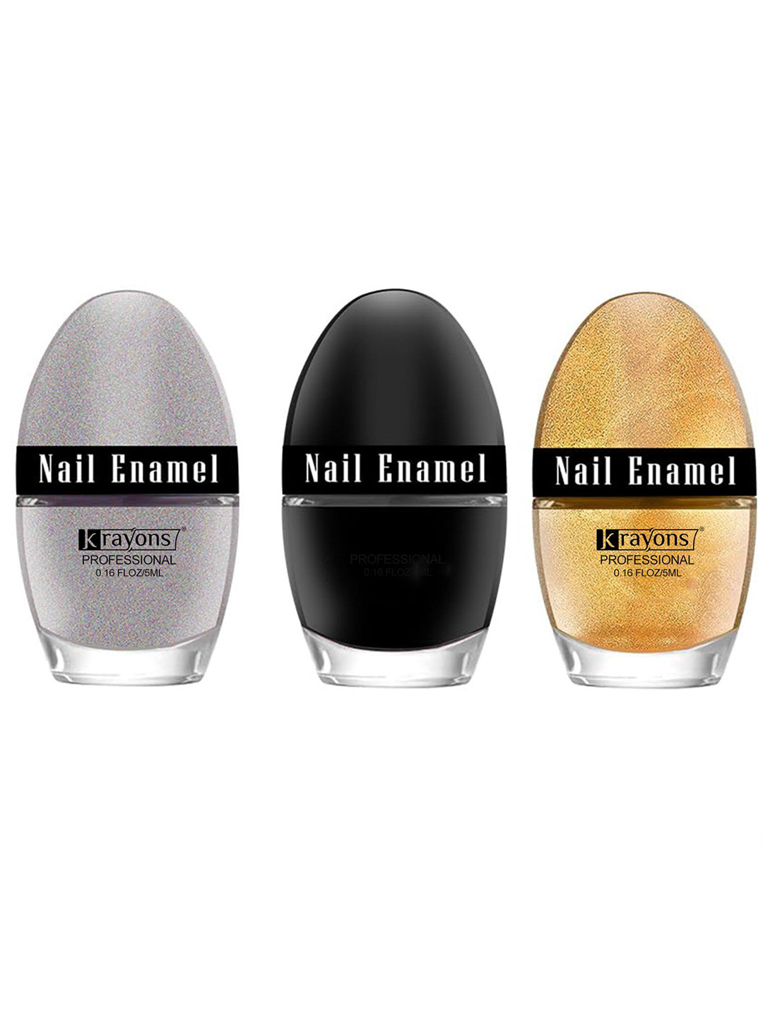 krayons Set of 3 High Shine Glossy Nail Enamel 5ml Each - Shade 42, 76, 77