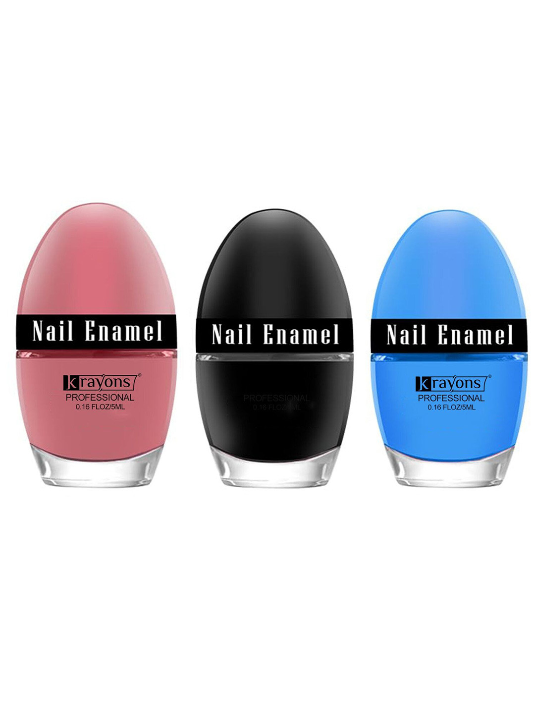 krayons Set of 3 High Shine Glossy Nail Enamel 5ml Each - Shade 12, 42, 64