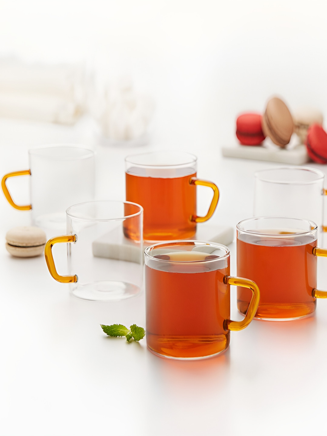 BOROSIL Transparent 6 Pieces Borosilicate Glass Mugs 190 ml each