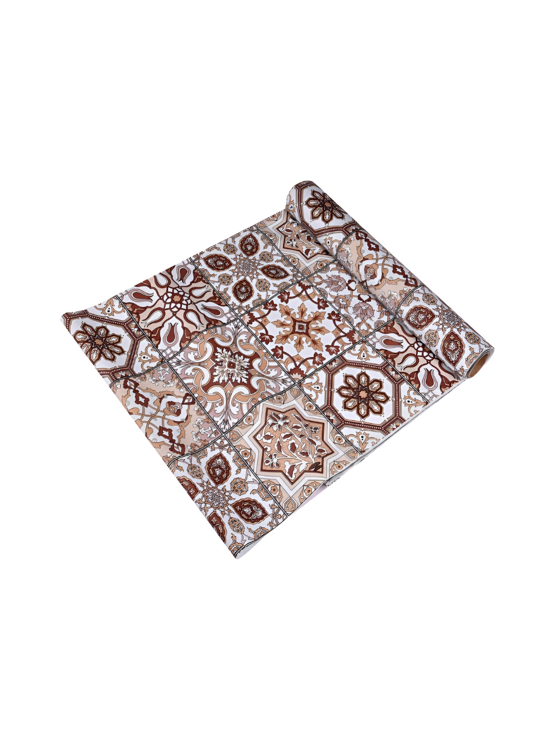 Kuber Industries Brown & White Ethnic Motifs Printed Regular Shelf Liner Organiser