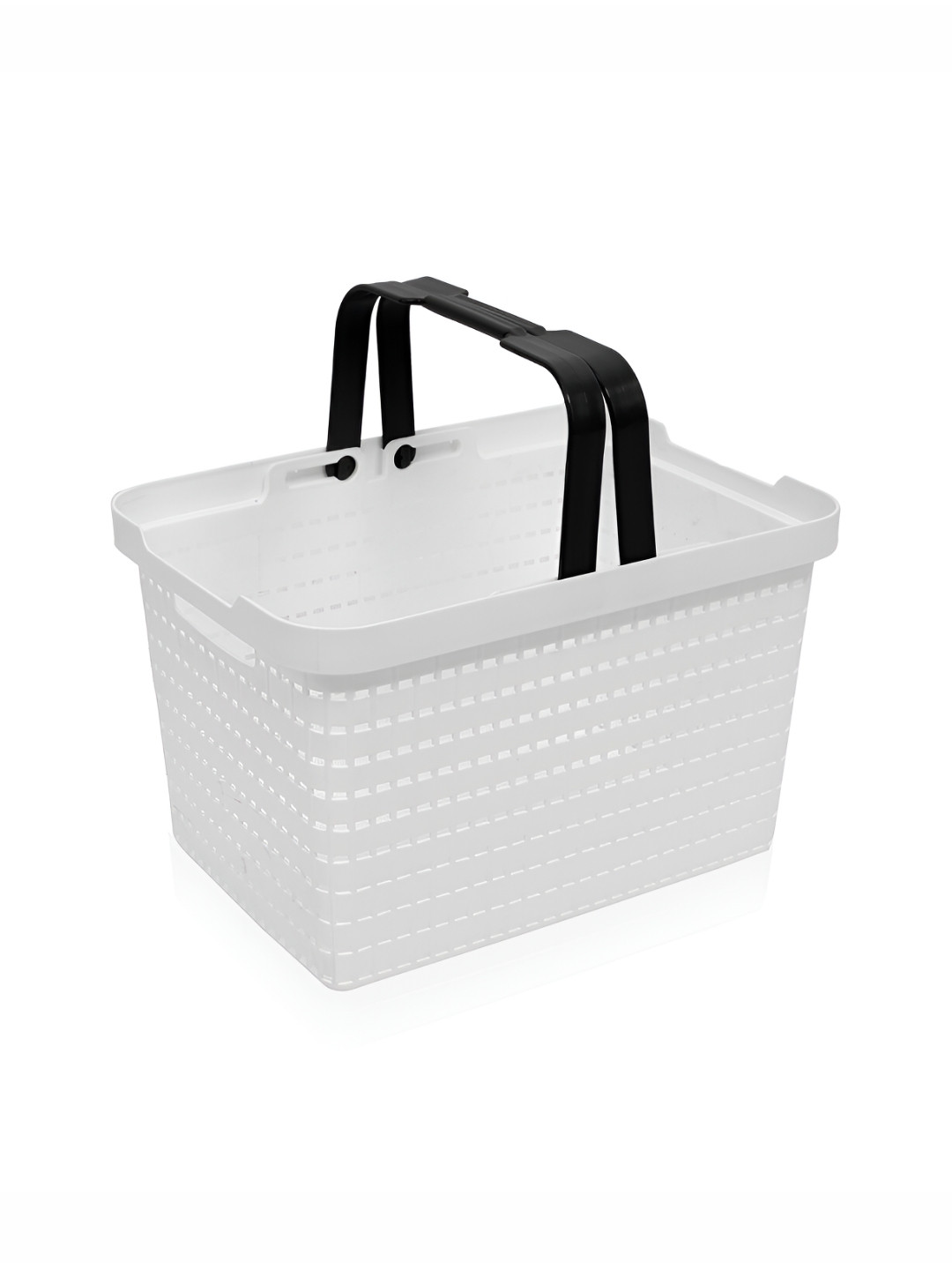 Kuber Industries White & Black Textured Storage Basket