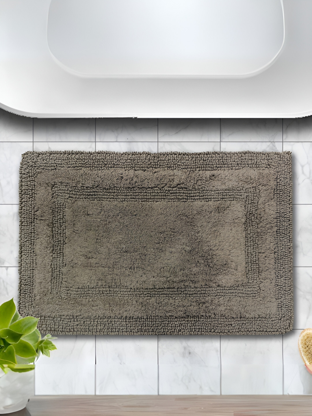 Aurave Luxury Brown Reversible Cotton Bathmat