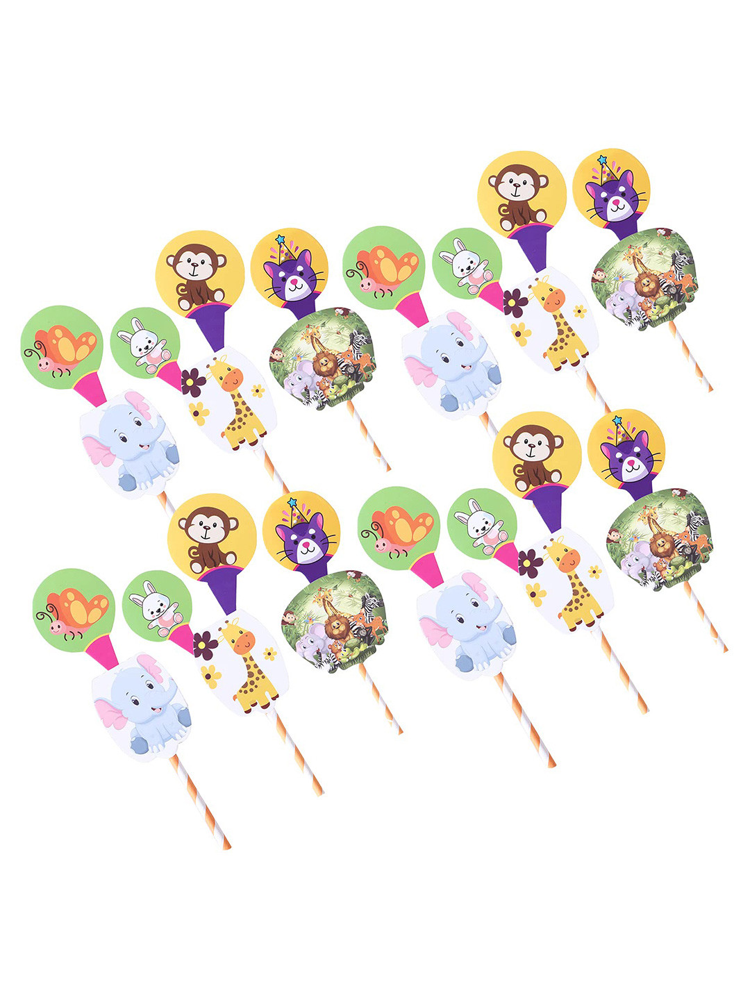 Kuber Industries 98-Pcs Green & Yellow Cupcake Toppers