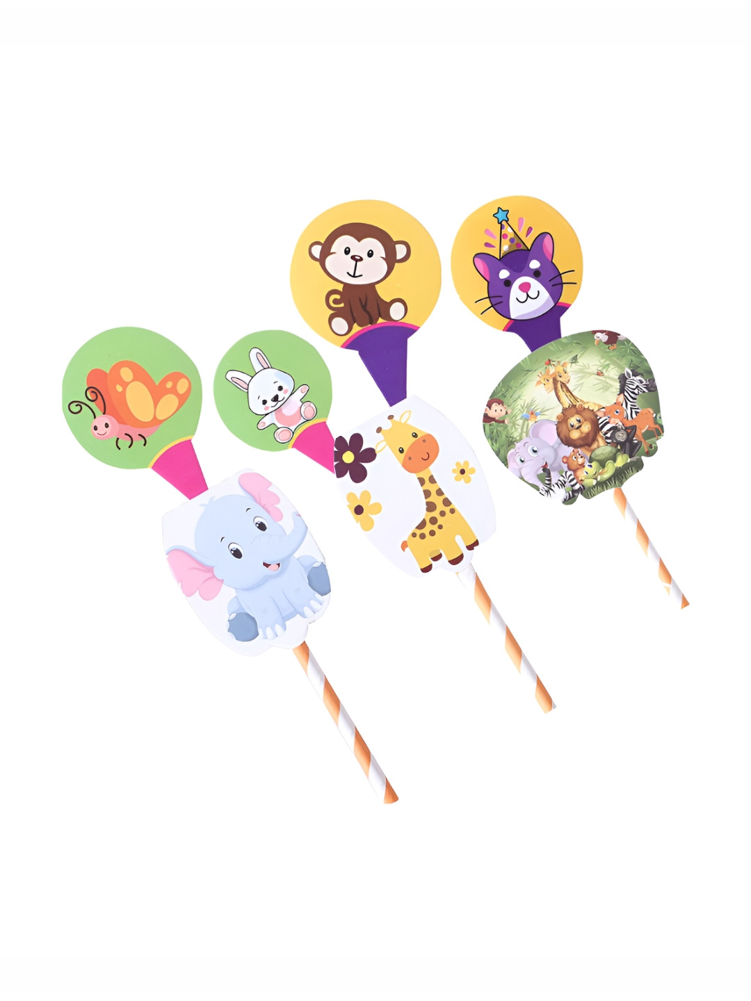 Kuber Industries 7-Pcs Green & Yellow Cupcake Toppers