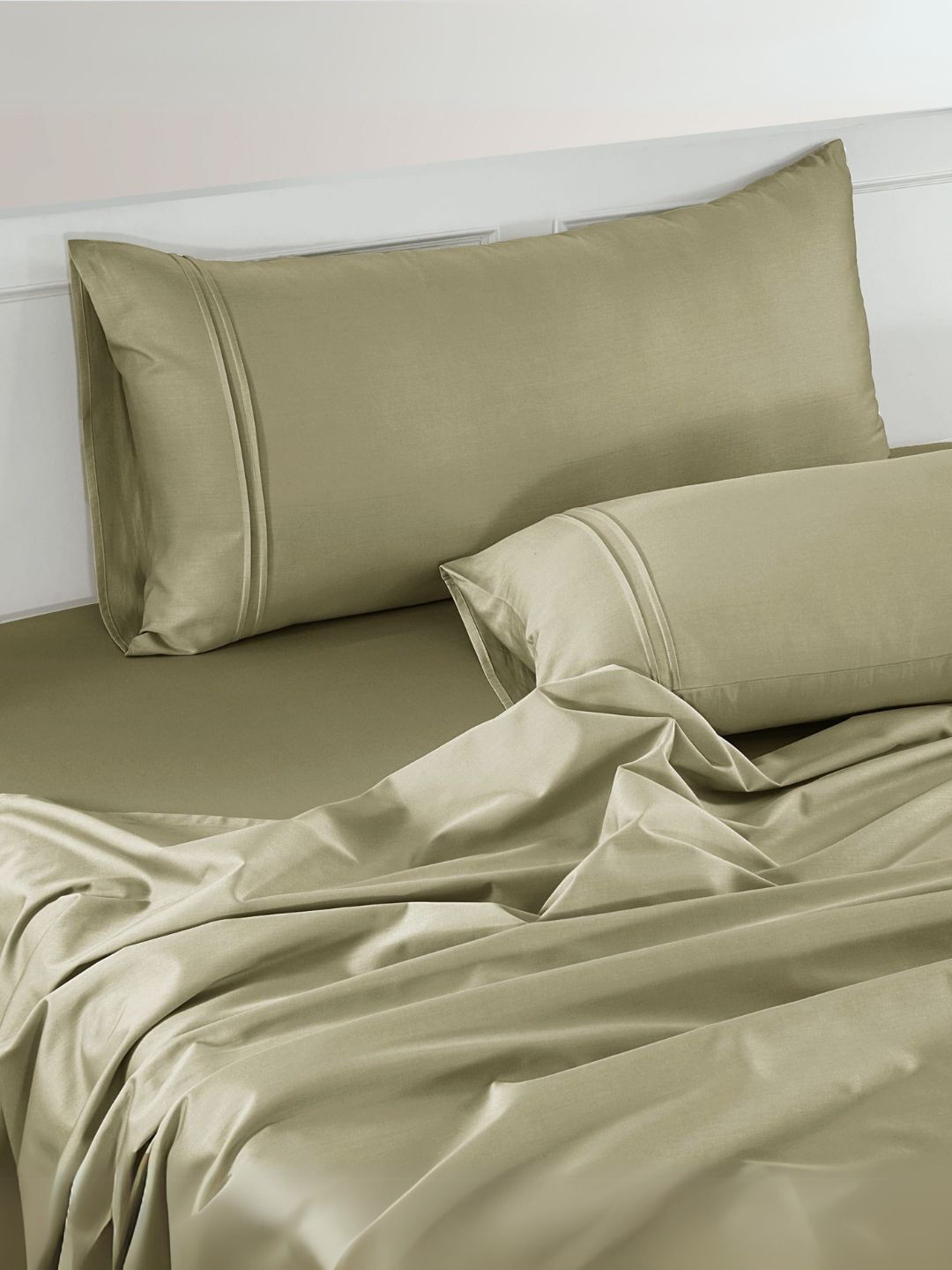 Aurave Rossini Taupe Cotton Breathable 400 TC King Superfine Bedsheet with 2 Pillow Covers-108 x 108 inches