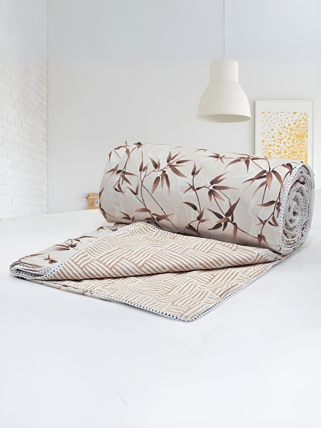 Aurave Iris Designer Brown Floral Reversible Cotton AC Room 150 GSM Single Bed Dohar