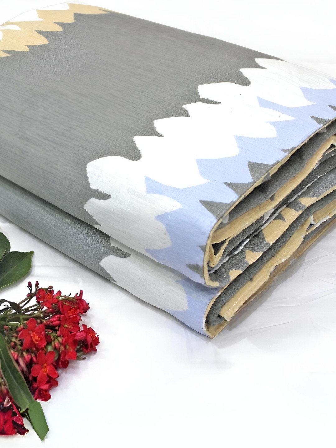 Aurave Olivia Grey & White Striped Microfiber Mild Winter 150 GSM Single Bed Dohar