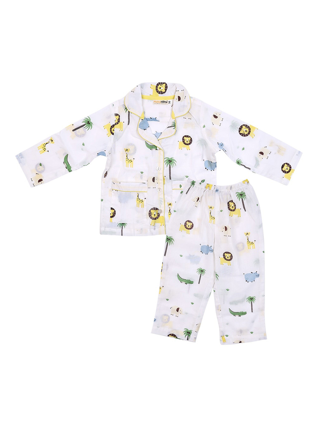 Moms Home Kids Conversational Printed Organic Cotton Shirt With Pyjamas