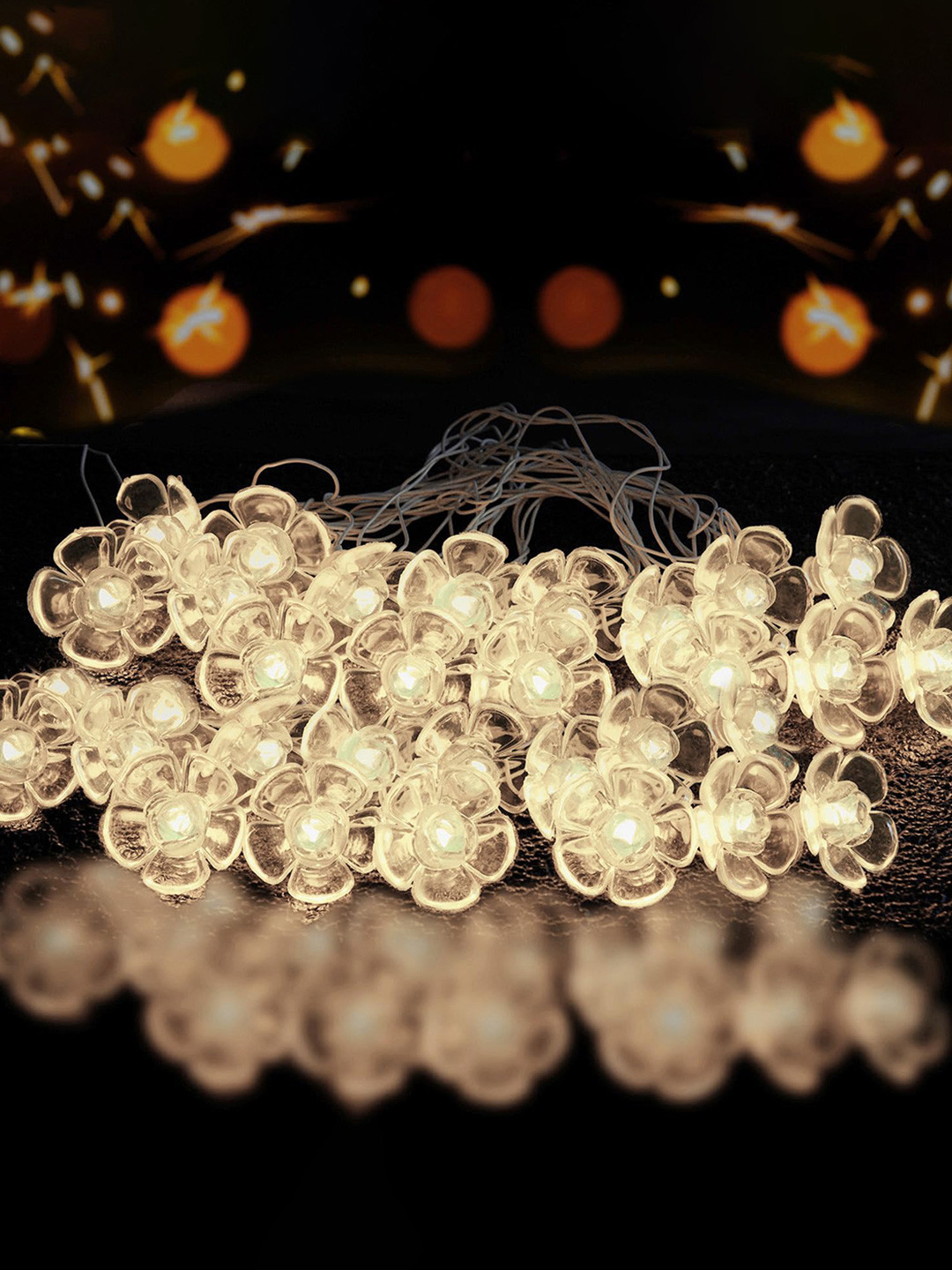 Kuber Industries White Flower Fairy String Lights
