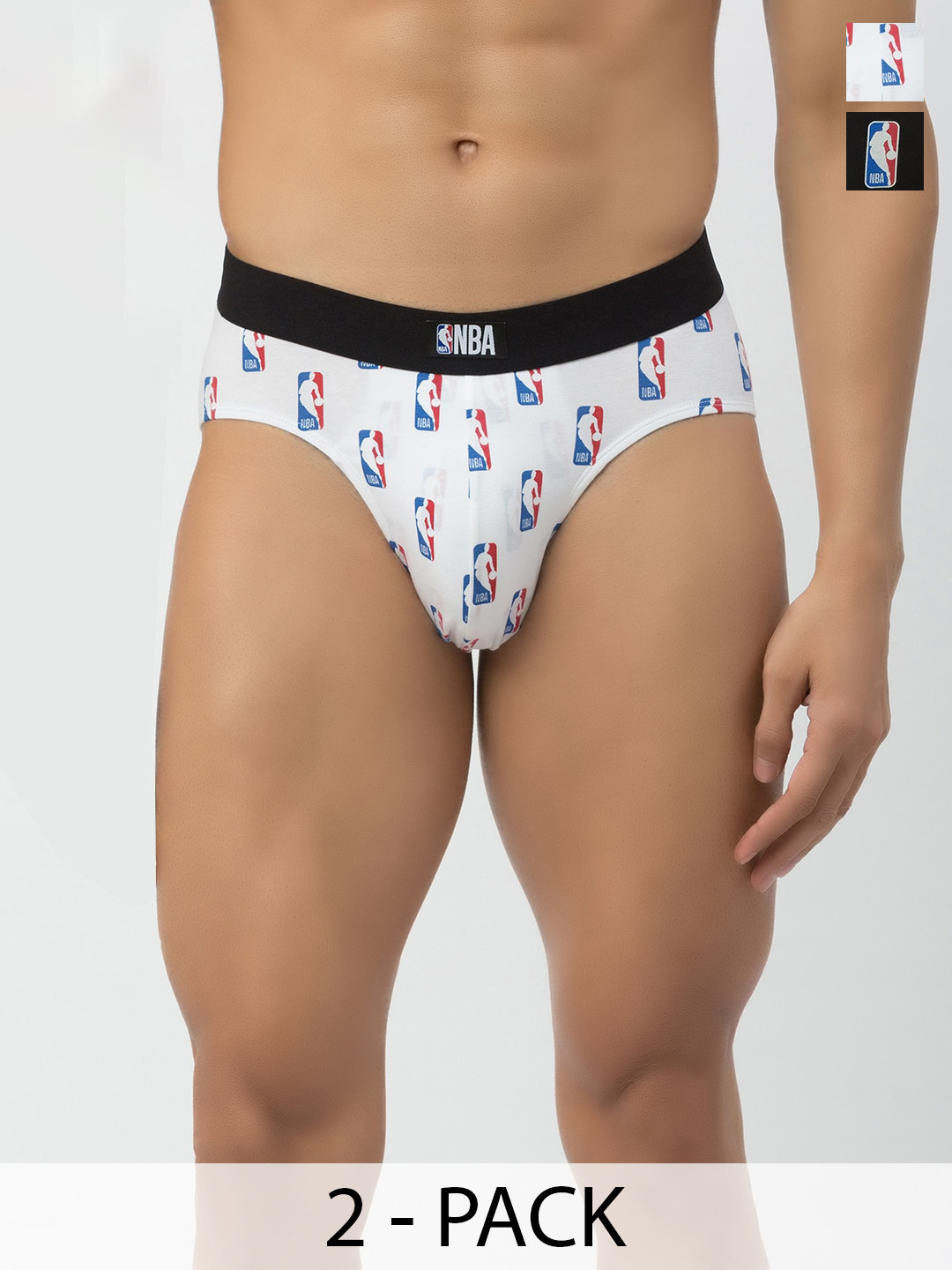 John Players Pack Of 2 NBA Champion Printed Rash-Free Cotton Basic Briefs COMBOJP06S