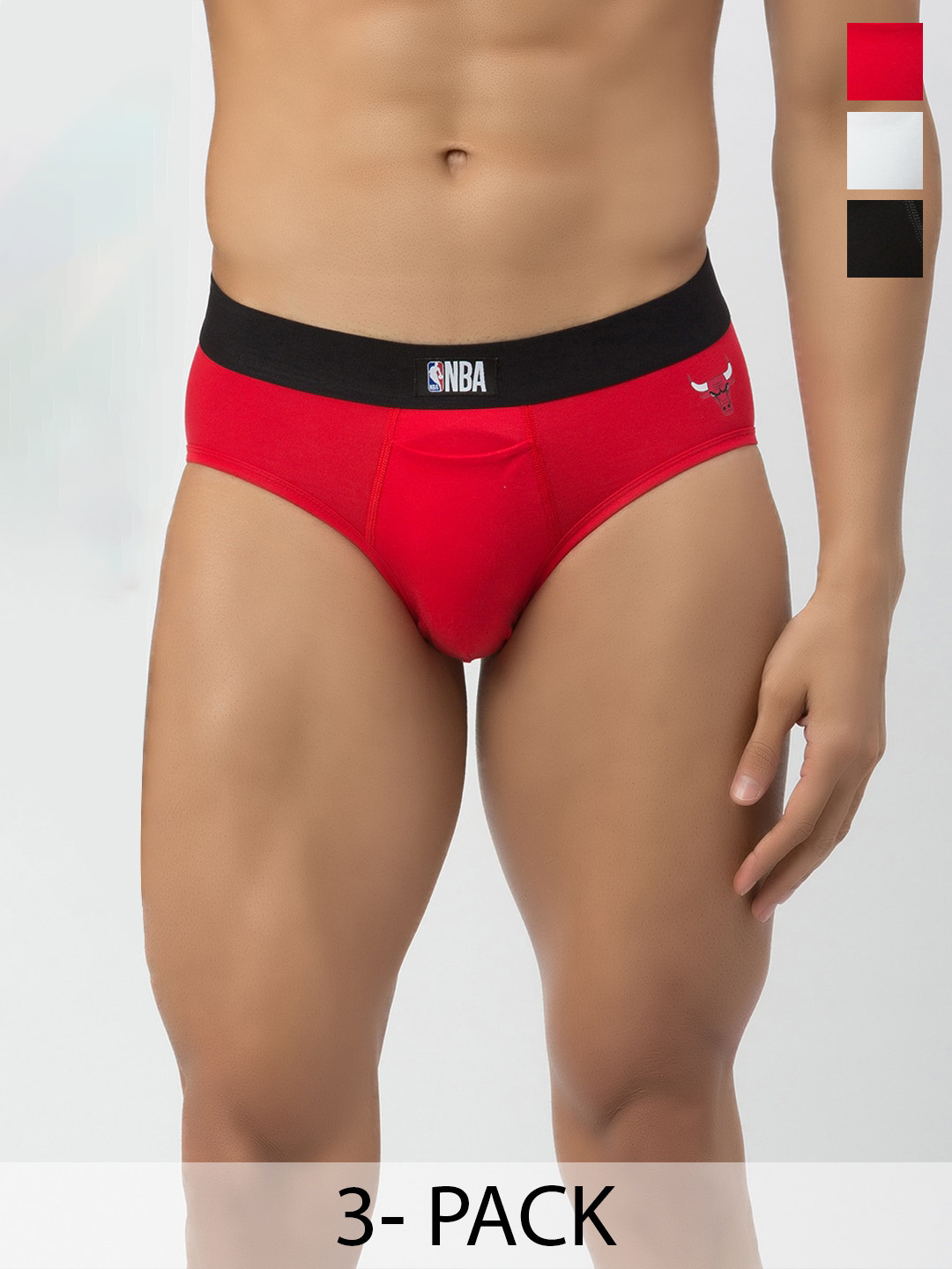 John Players Pack Of 3 Mid-Rise NBA Printed Rash-Free Basic Briefs COMBOJP26S