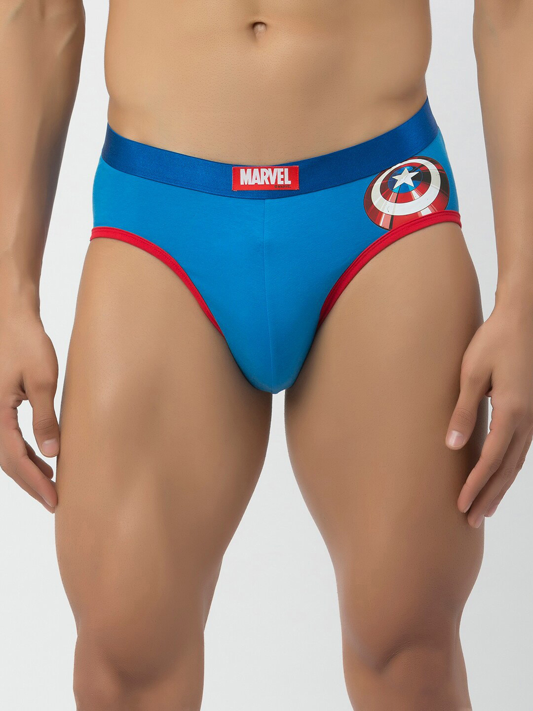 John Players Mid-Rise Captain America Printed Contoured Pouch Basic Briefs JBF011M08S