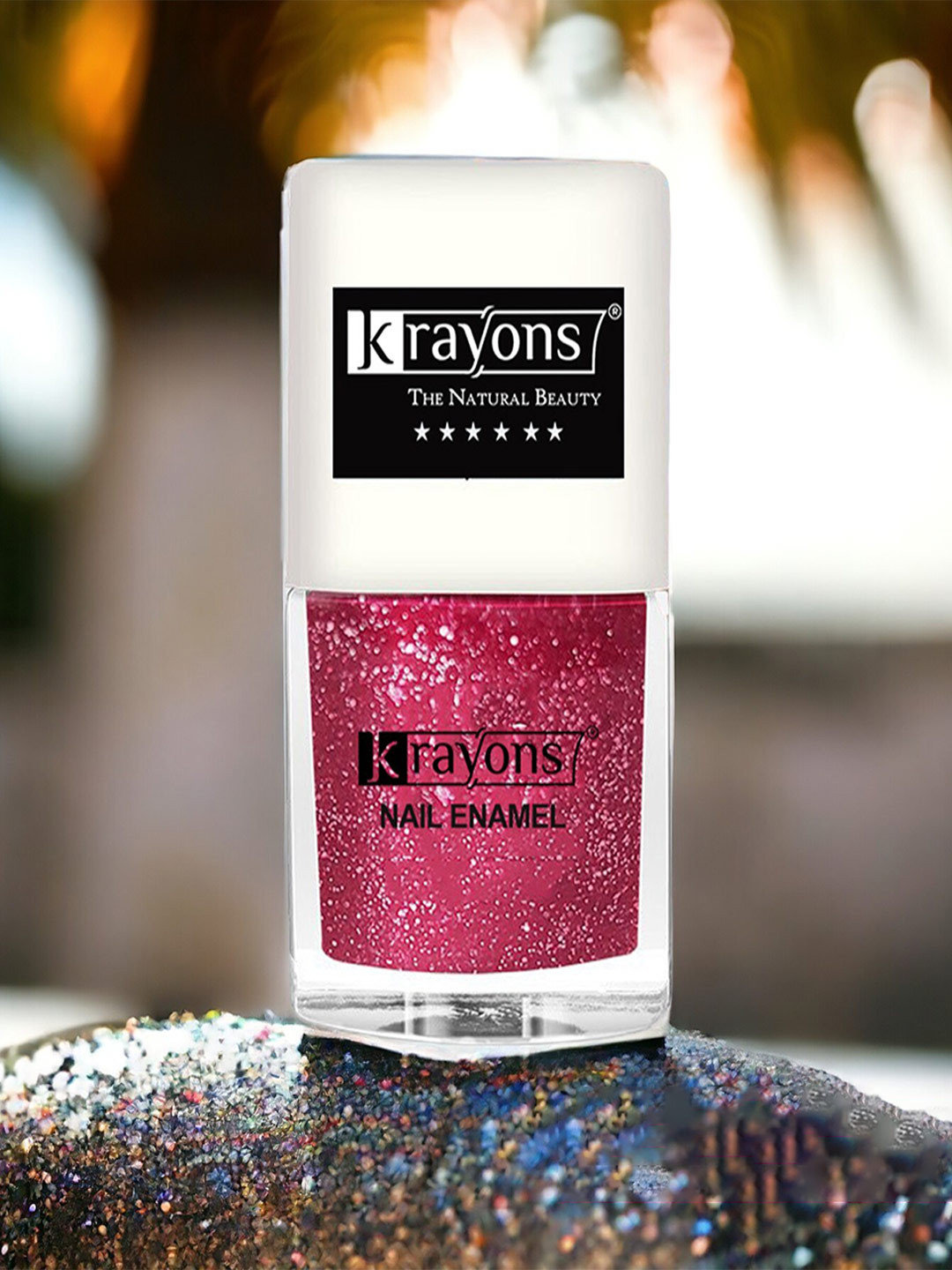 krayons Long Lasting Glitter Nail Paint - 5ml - Pink 96