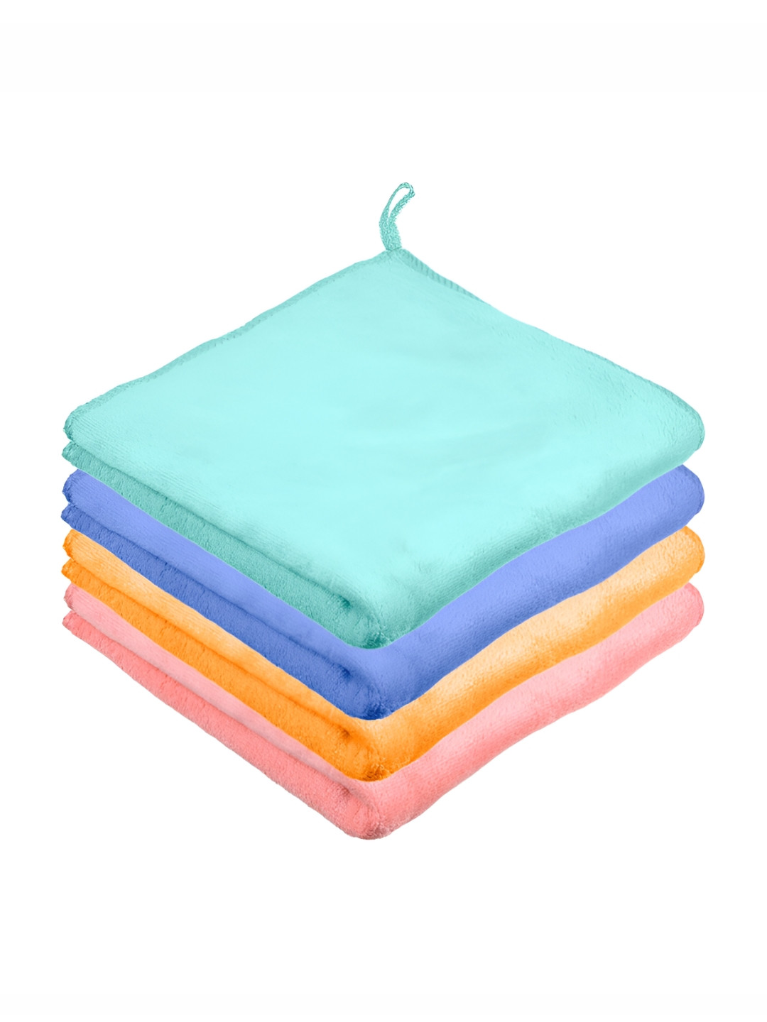 Kuber Industries 4 Pieces Green & Blue Microfiber Kitchen Towels With Hanging Loop