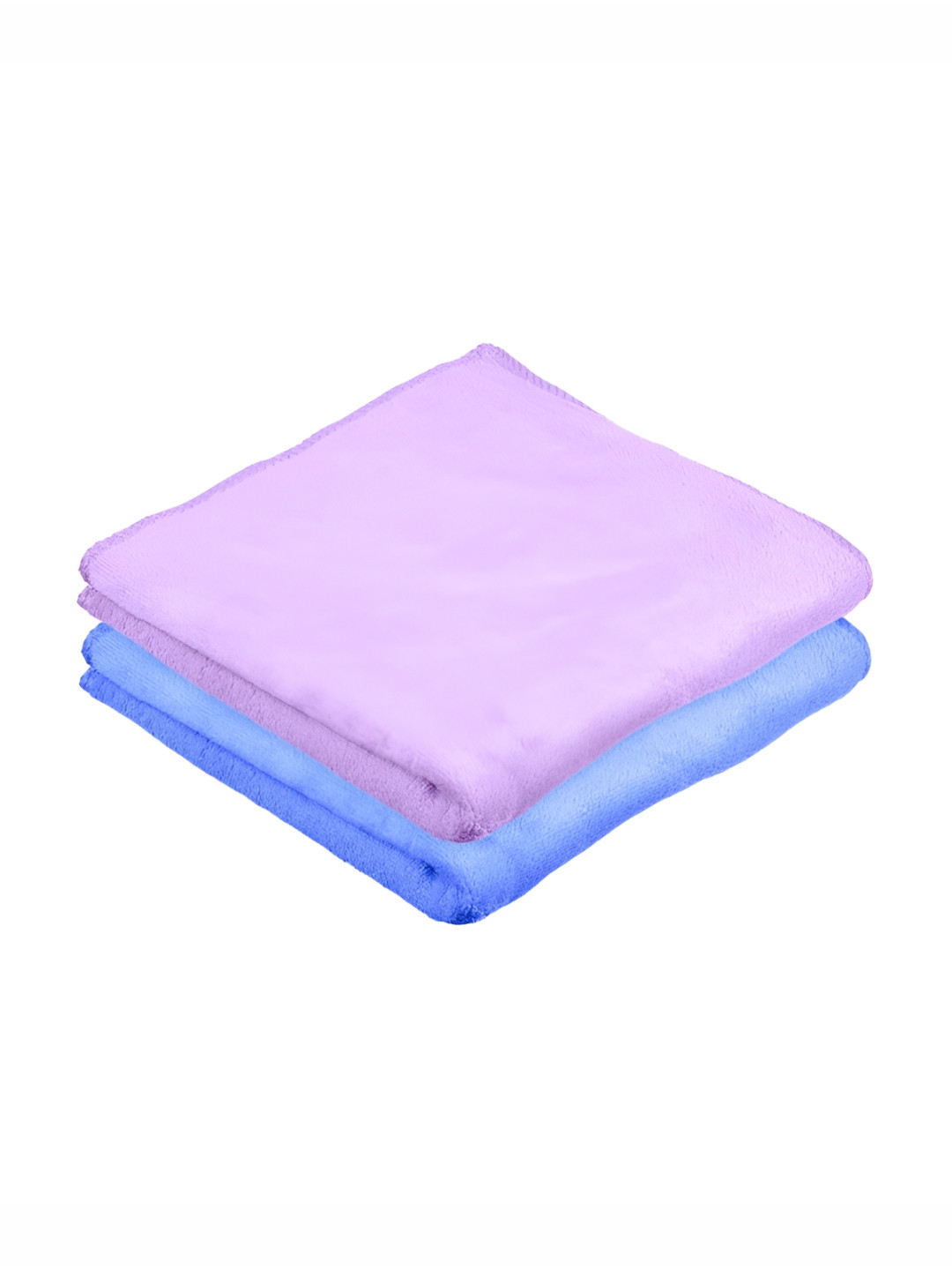 Kuber Industries 2 Pieces Blue & Purple Microfiber Reusable 400 GSM Cleaning Towels