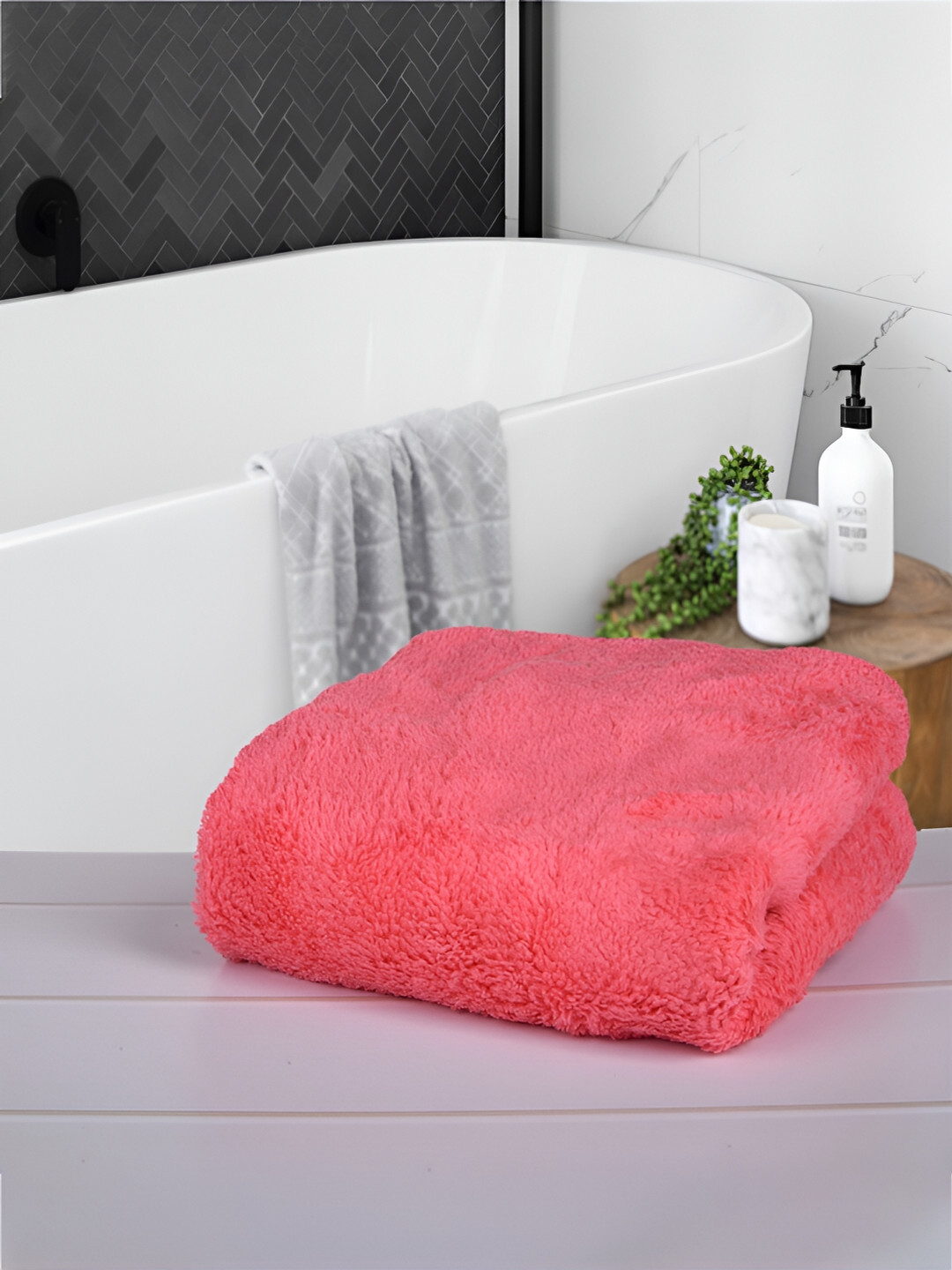 Kuber Industries Pink & Coral 3 Pieces 350 GSM Bath Towels