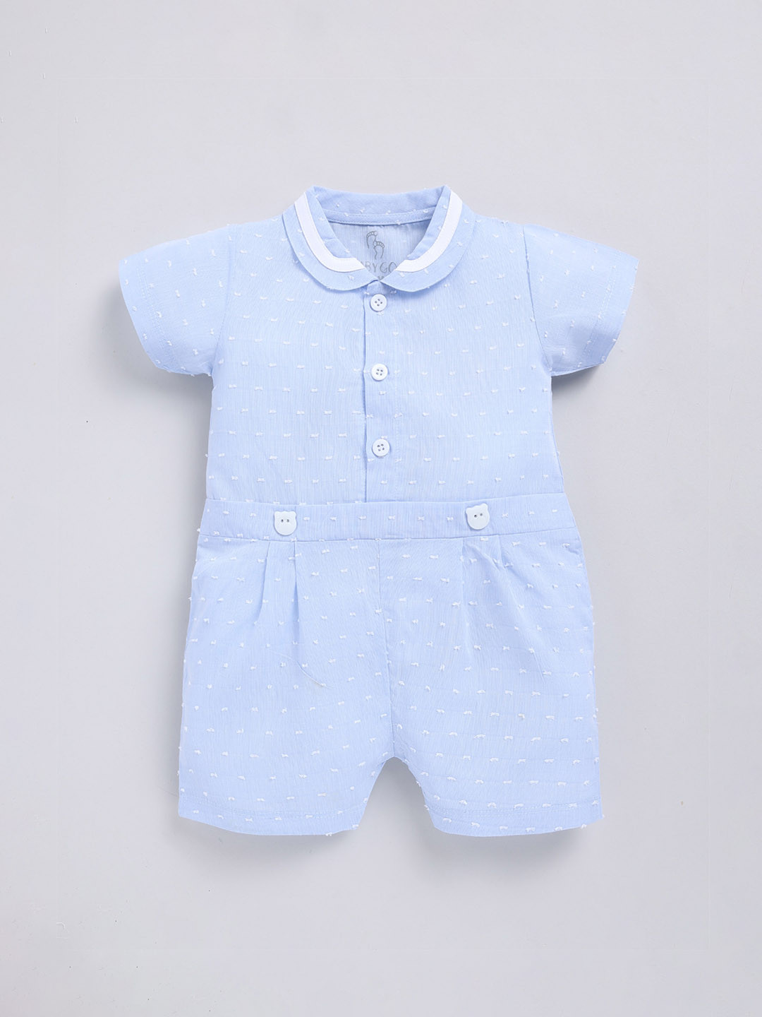 BABY GO Infant Boys Peter Pan Collar Pure Cotton Rompers