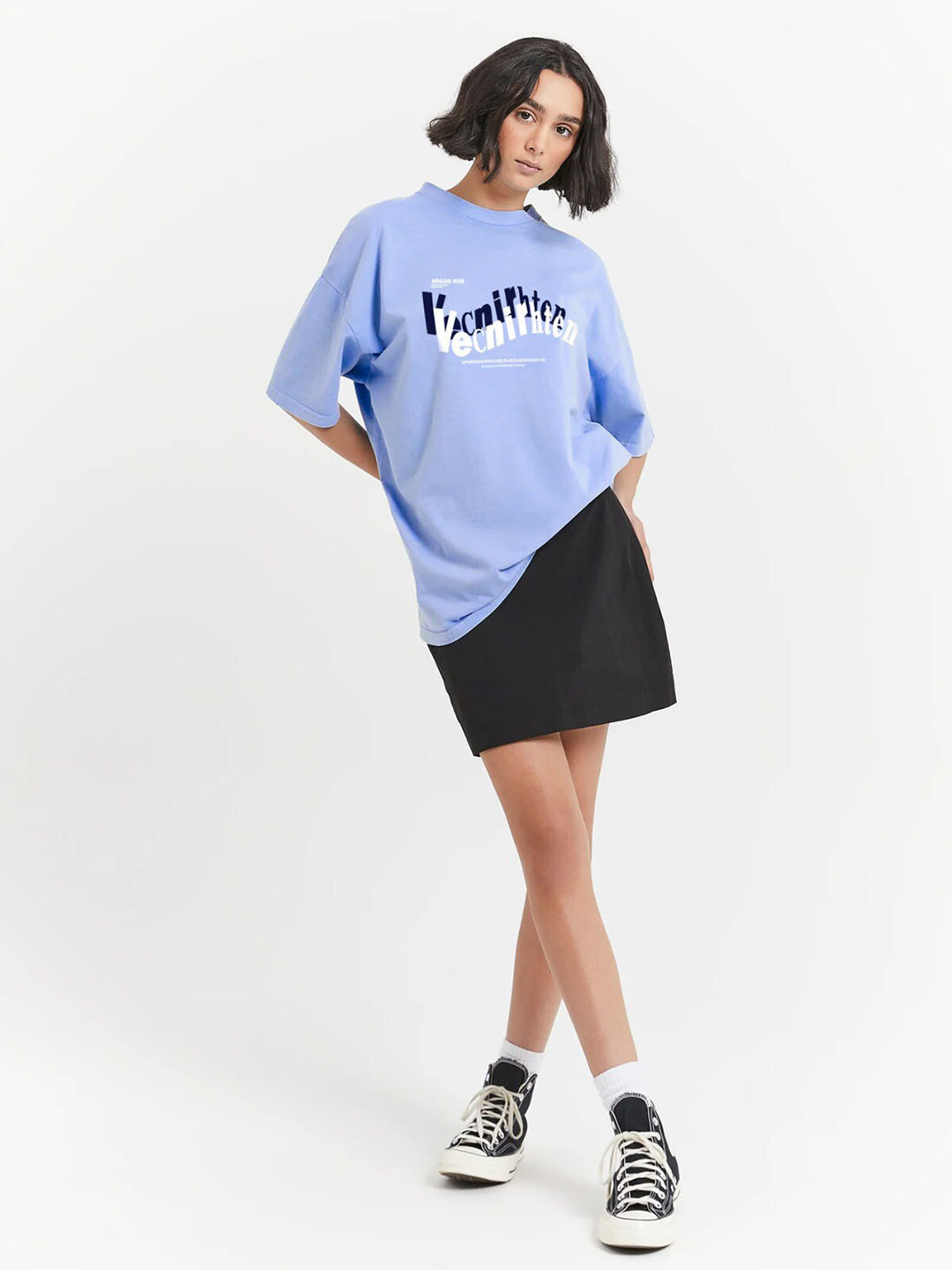 MISCHIEF MONKEY Women Typography Printed Oversized T-shirt