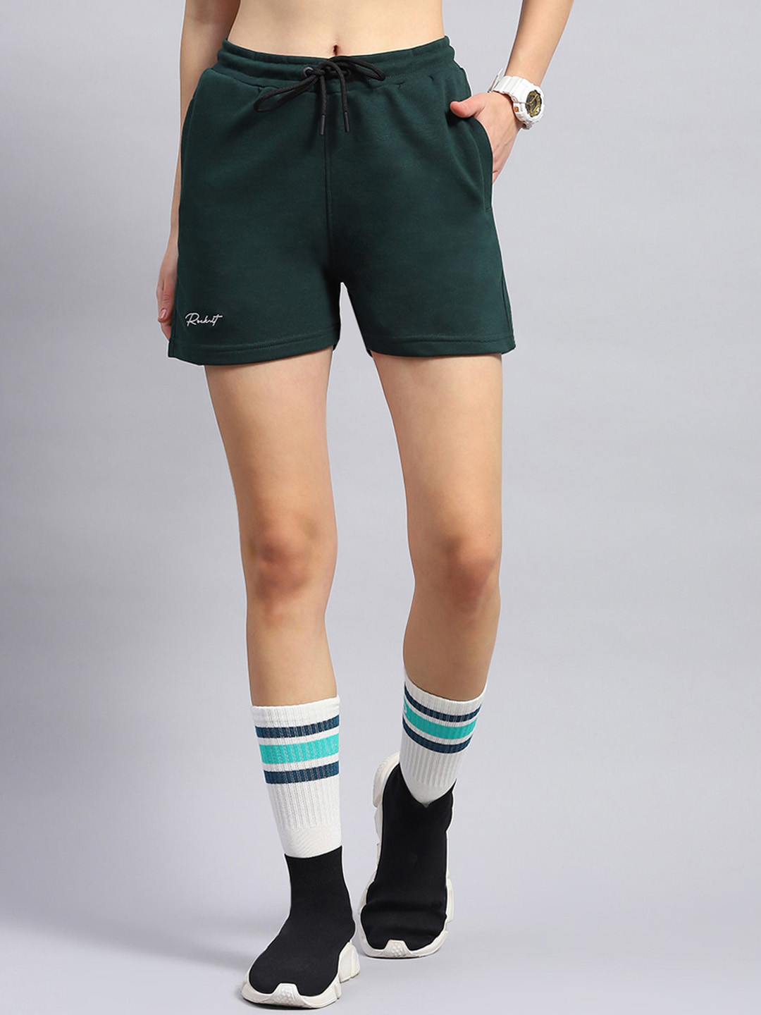rock.it Women Mid Rise Cotton Sports Shorts