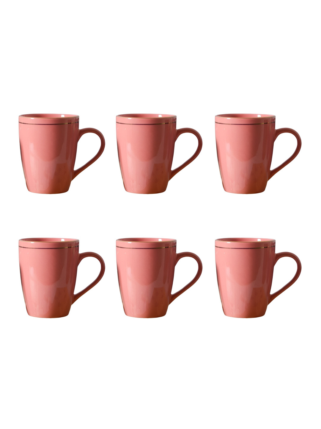 Femora Mohin Name Personalised Peach Ceramic Microwave Safe 6 Piece Mugs-325ml