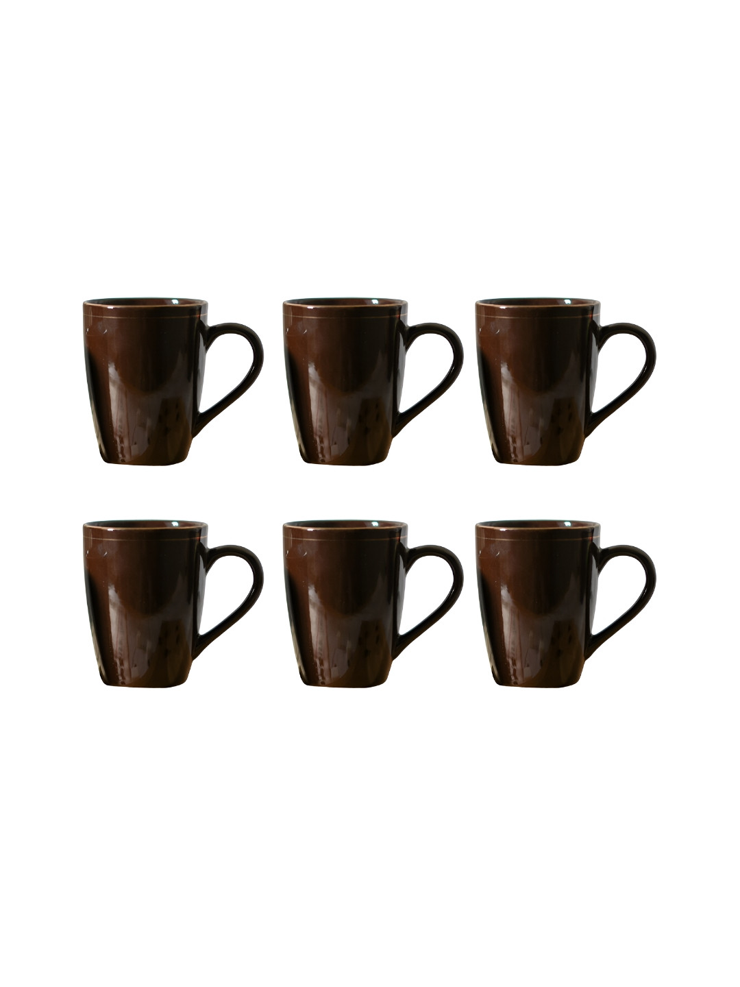Femora Grass Lawn Brown Ceramic Microwave Safe 6 Piece Mugs-360ml