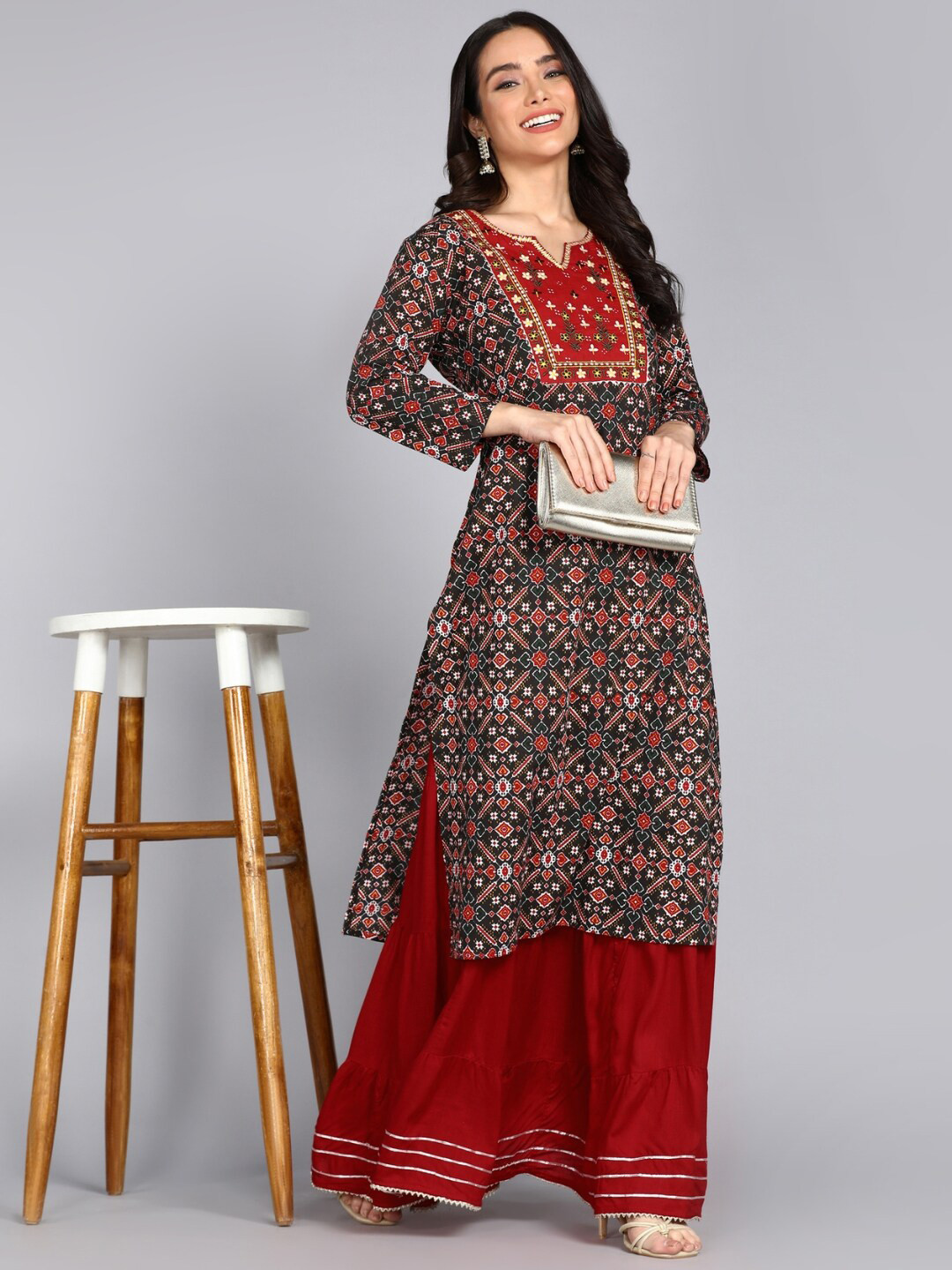 ftDiva Ethnic Motifs Printed Straight Kurta