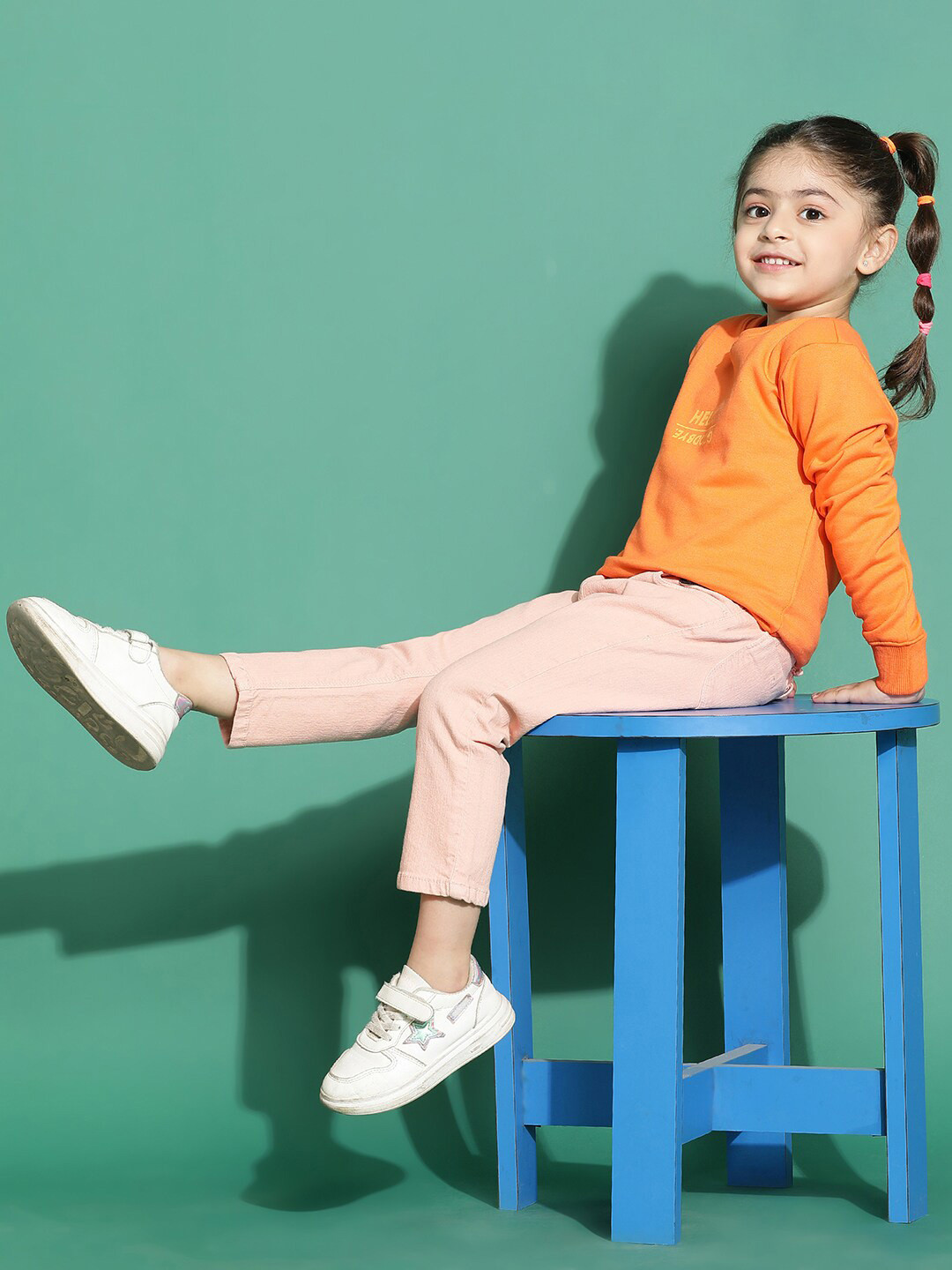 TALES & STORIES Girls Slim Fit Mid-Rise Coloured Shade Clean Look Cotton Jeans