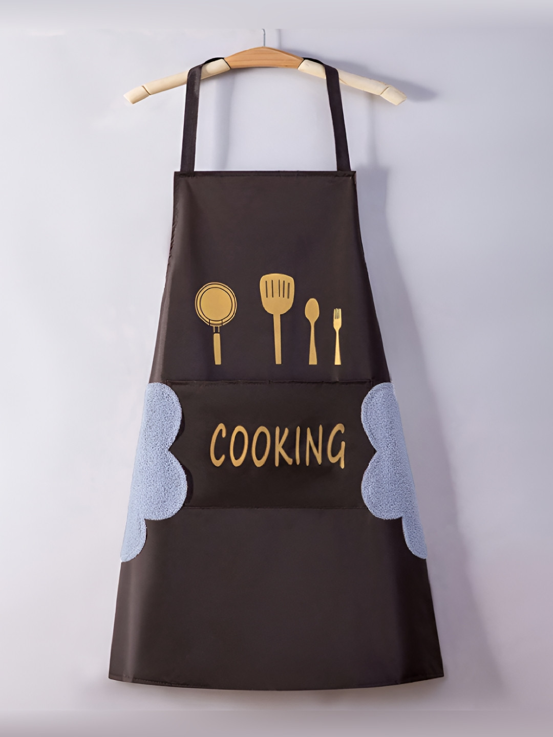 Yellow Weaves Coffee Brown Printed Waterproof Apron