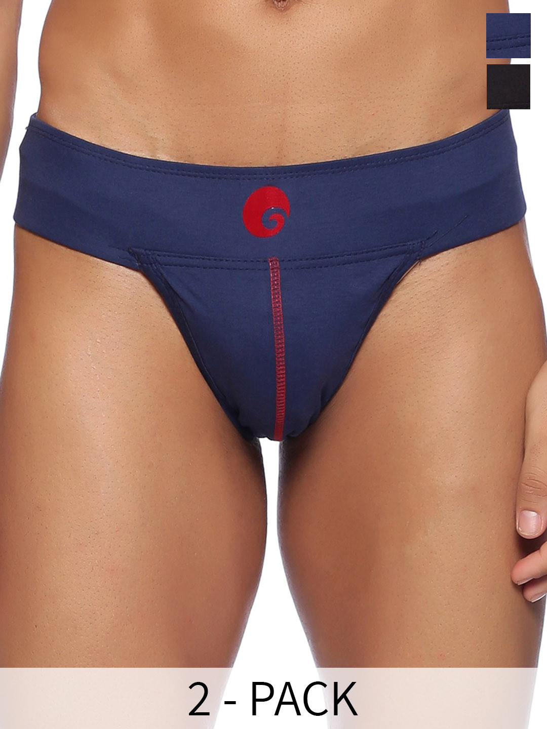 Omtex Pack Of 2 Cotton Basic Briefs Neo-BC-Supt-Blk-Nvy-XS-P2