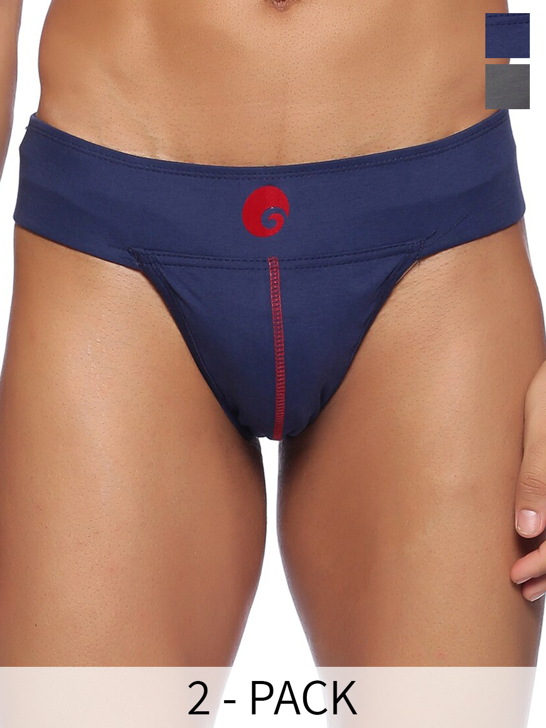 Omtex Pack Of 2 Neo Stretchable Cotton Basic Briefs Neo-BC-Supt-Nvy-Gry-XS-P2